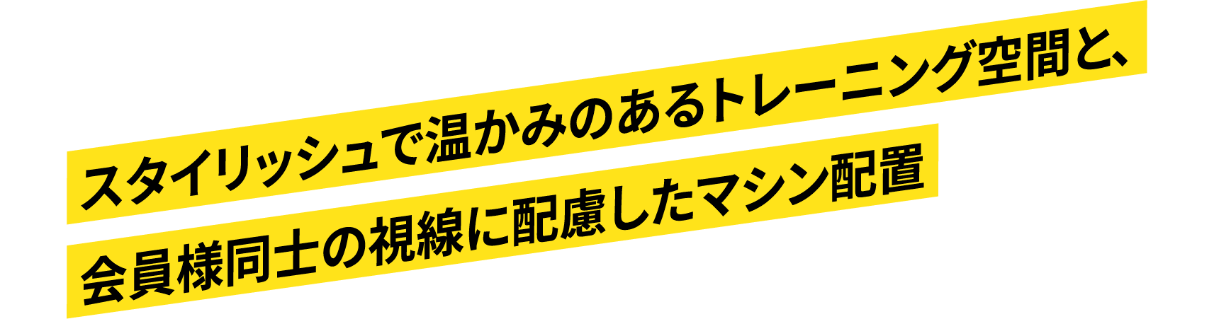 スタイリッシュで温かみのあるトレーニング空間と、会員様同士の視線に配慮したマシン配置